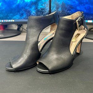 Louise Et Cie Black Women's Pump Heels with Zipper, Strap and Golden Buckle